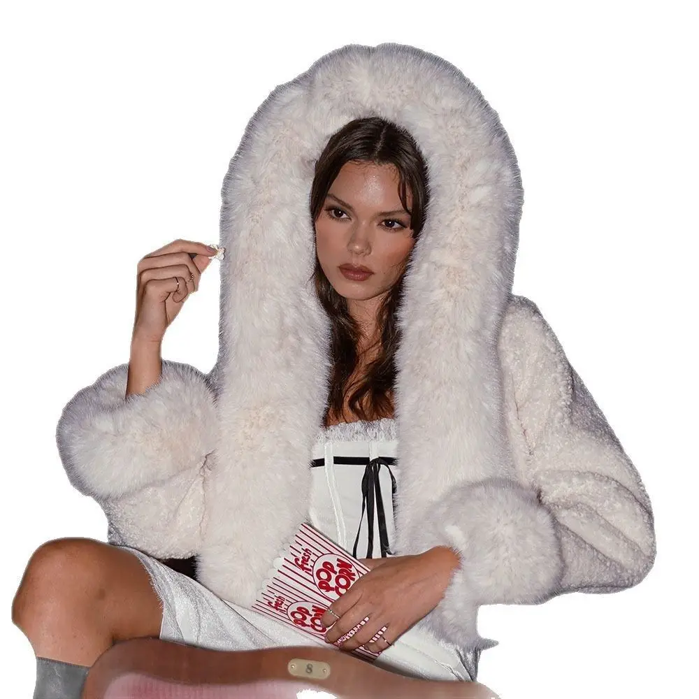 Herbst Winter Ort Damen Kunstpelzmantel mit Kapuze Pelzwärme Casual Sli Kunstleder Jaet für Frauen mittleren Alters