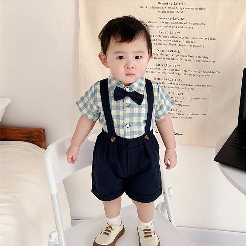 

Kid Boy Formal Birthday Outfit Suit Toddler Gentleman Wedding White Shirt 1-7 Years Baby Pants Boys Ceremony Outfits