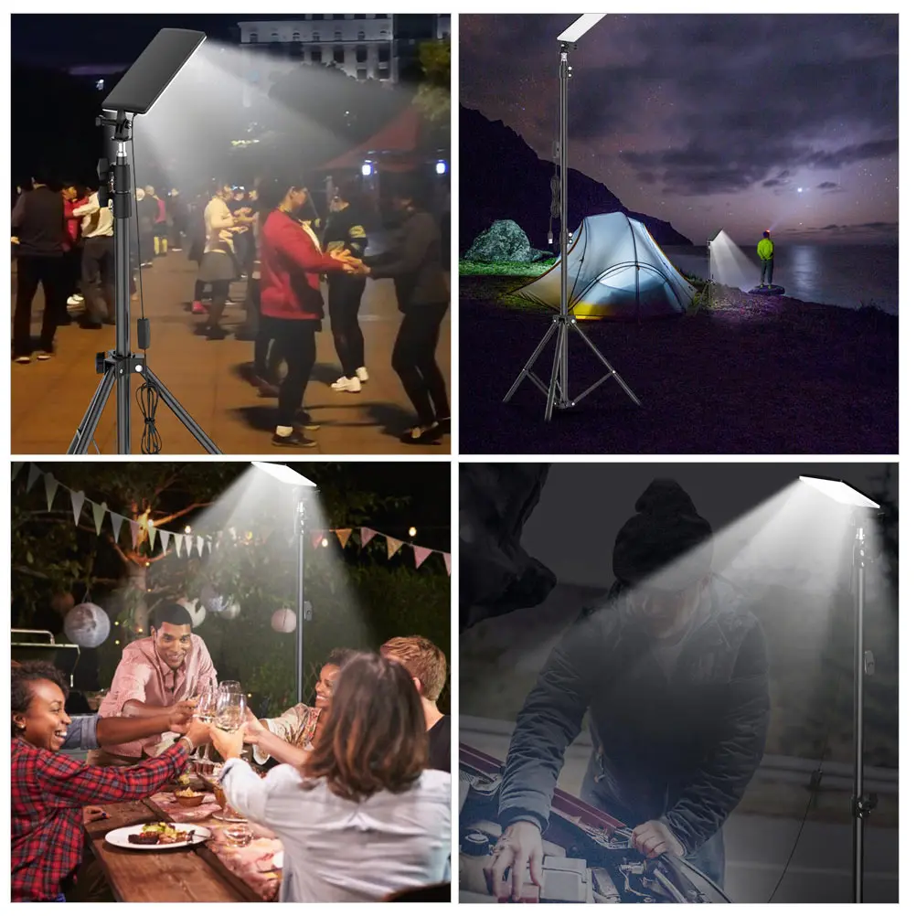 المحمولة فانوس التخييم في الهواء الطلق ترايبود ضوء سطوع عالية LED ضوء العمل قابل للتعديل ارتفاع مقاوم للماء التخييم مصباح جهاز