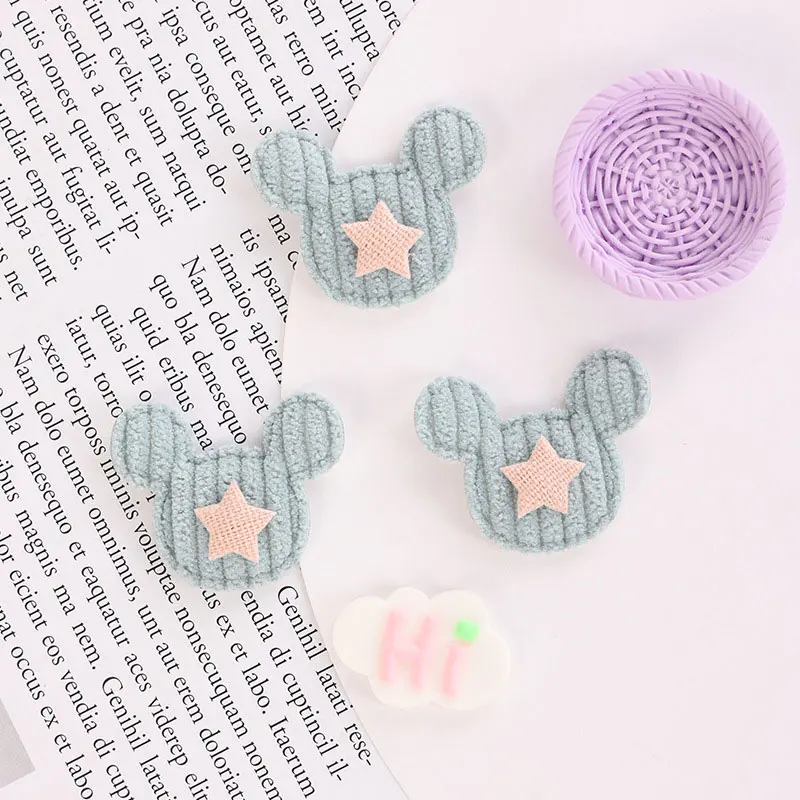 50 Stück Cartoon-Plüsch-Filzbären mit Stern-Dekoration, gepolsterte Applikationen für DIY-Haarspangen, Taschen, Hüte, Kleidung, Socken, Accessoires, Aufnäher – Detail 4