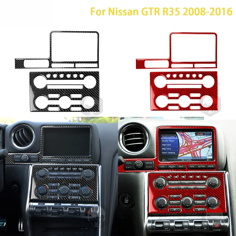 

Carbon Fiber Center Console Navigation AC Panel Trim for Nissan GTR R35 08-16 Dashboard Control Cover Interior Accessories