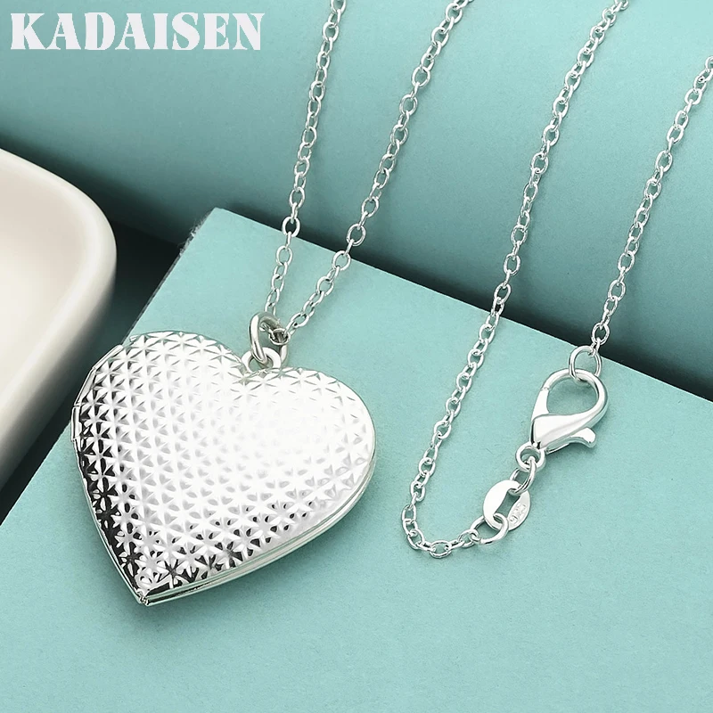 

Hot Original 925 Sterling Silver Necklace Charms Heart Photo Frame Pendant For Women Fashion Party Wedding Accessories Jewelry