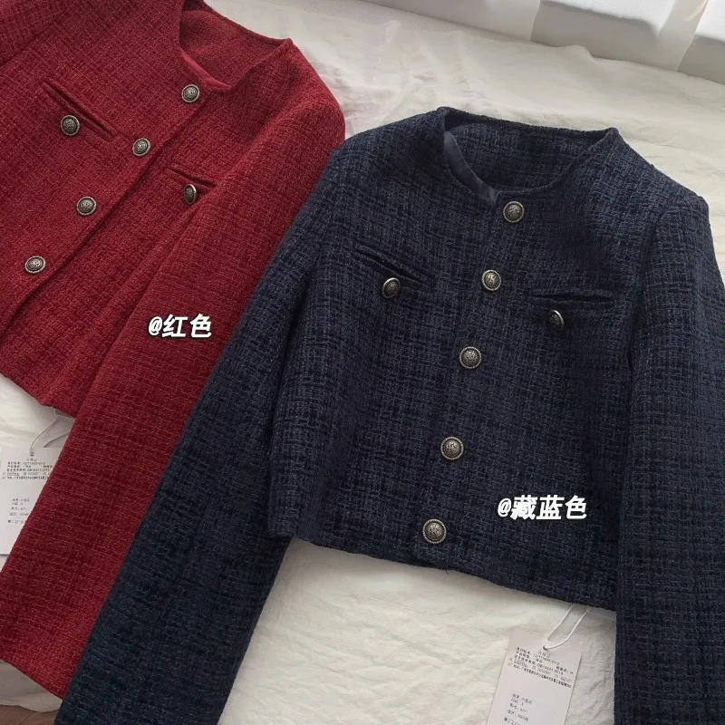 Kort jack voor dames Herfst Single-breasted Retro High-end casual losse top met lange mouwen