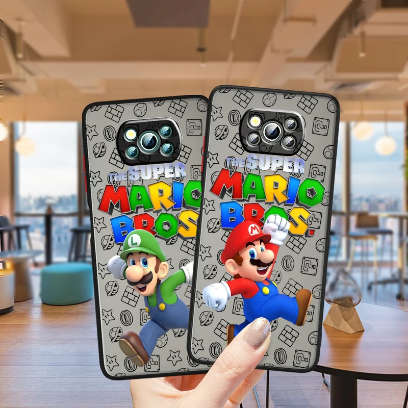 S-Super M-Marios B-Bros Cute Frosted Translucent For Xiaomi Mi Poco X5 X4 X3 M6 M5S M5 M4 M3 F5 F4 F3 F6 Pro 5G Matte