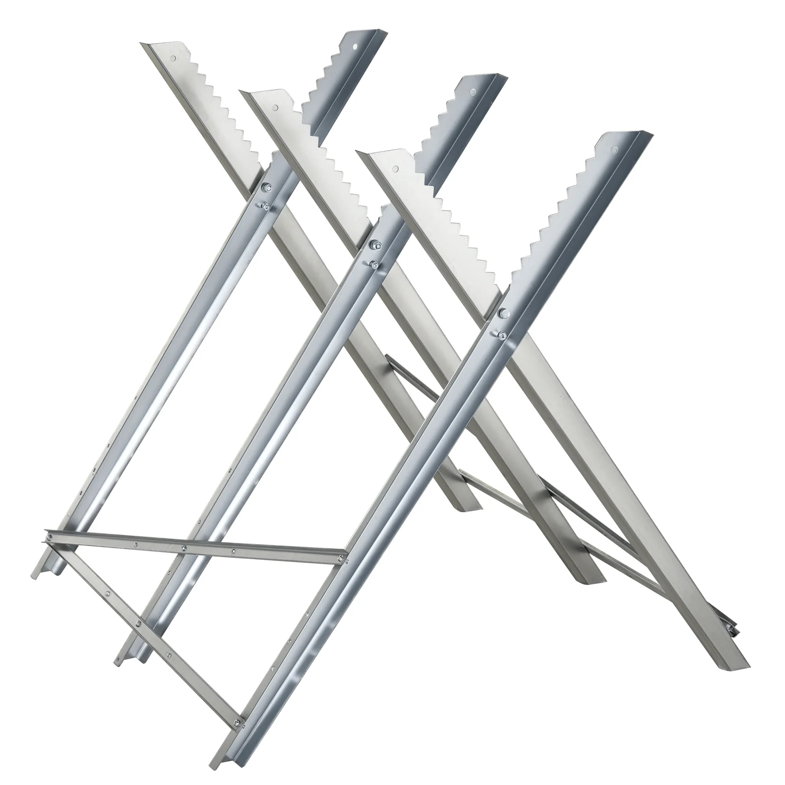 DURHAND Caballete para Sierra Plegable Caballete Motosierra con Estructura Triangolare de Metal Carga 100 kg 83x83x79 cm Plata