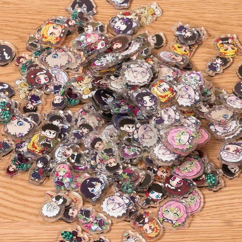 50 Etiquetas Acrílicas de Demon Slayer de 2CM, Kimetsu no Yaiba, Tanjiro Kamado, Nezuko Kamado, Zenitsu, Materiales para Manualidades DIY