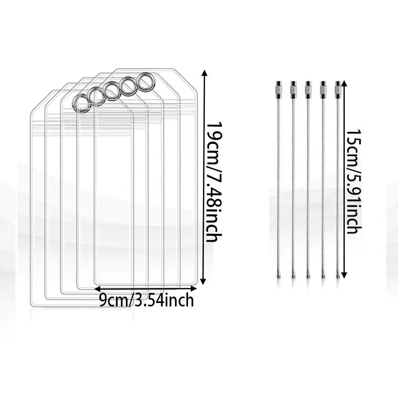 5pcs Simple Multi-functional Cruise Ship Luggage Tag Vertical Transparent PVC Waterproof ID Card Holder Travel Label image 6