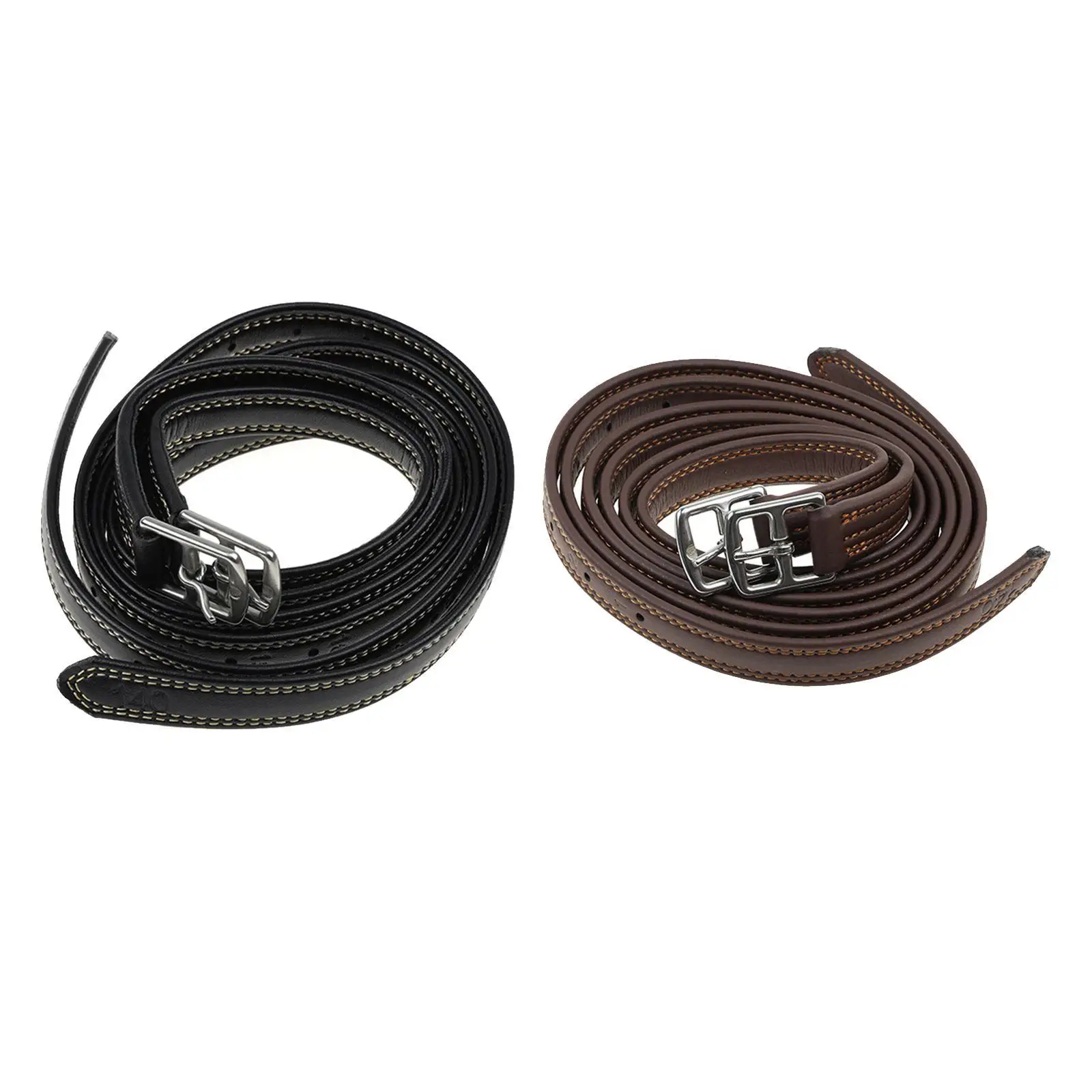 Estribos de cuero con hebillas de acero inoxidable, accesorios Premium de 53,15 pulgadas de longitud, equipo de equitación ajustable, 2 piezas