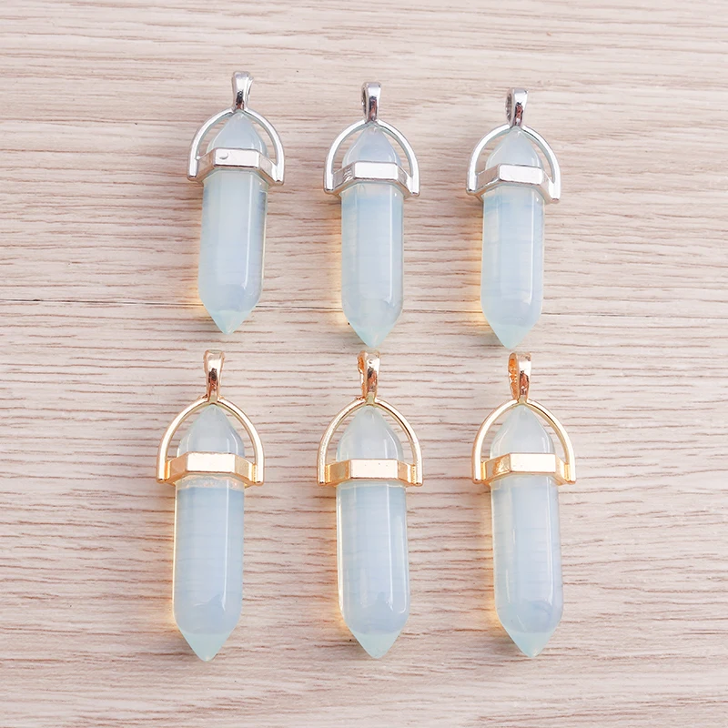 Tusember Mix 5 Stück natürlicher Edelstein Quarzkristall sechseckiger Anhänger Reiki Steine für DIY Schmuckherstellung Halskette Ohrringe Handwerk – Detail 7