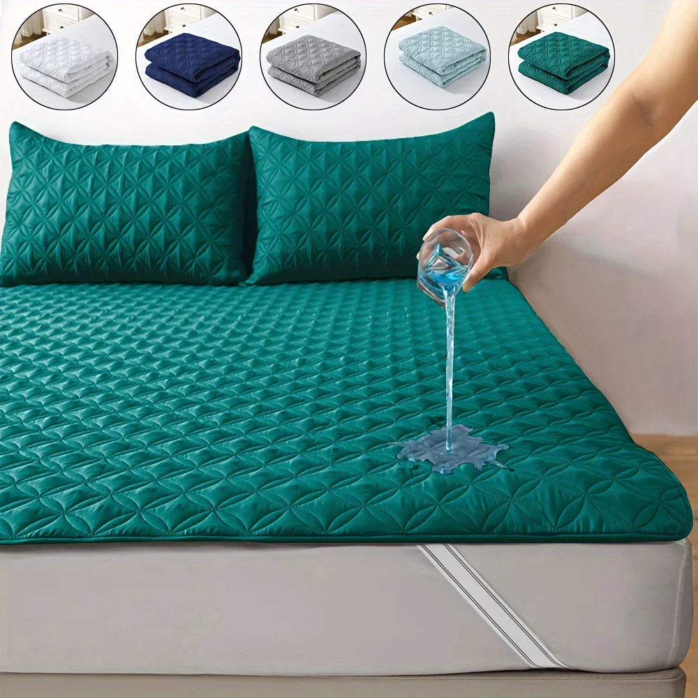 Coprimaterasso impermeabile con fascia elastica coprimaterasso morbido e traspirante per letto grigio/bianco/verde/blu