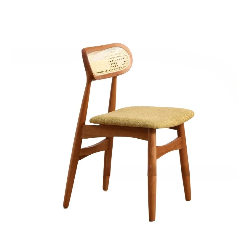 

Solid wood Xiaoer dining chair, cherry wood Nordic rattan chair, restaurant cafe home backrest, simple