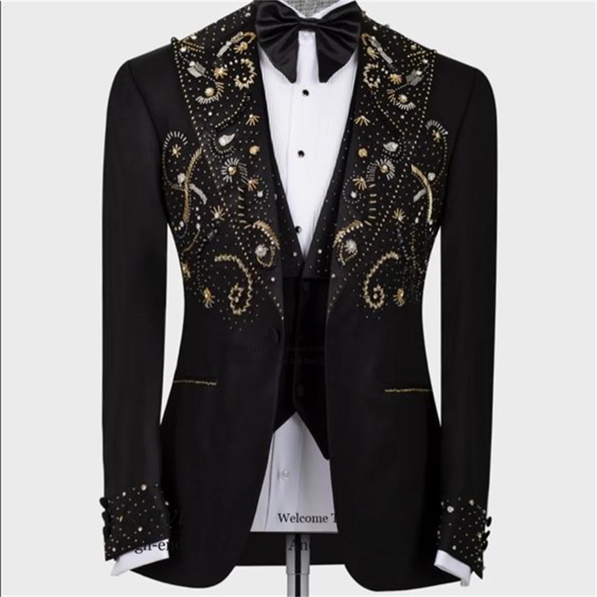 Luxury Designer Bespoke Tuxedos Men Suits 3PCS Groom Wedding Dinner Party Prom Blazers Customized trajes elegante para hombres