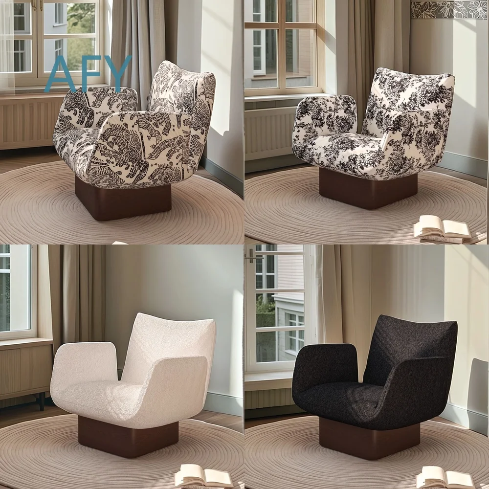 Vintage Wabi Sabi Single Armchair for Living Room Office Lounge Retro Wooden Lounge Chair for Relaxation and Reception Areas