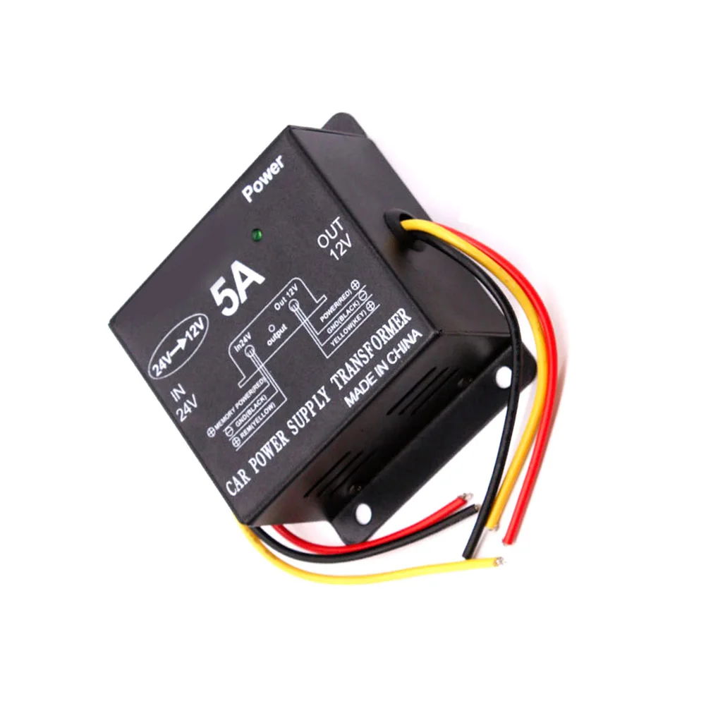 DC 24V to 12V 5A Power Converter Voltage Reducer with Multiple Protection Features for Truck Car and Bus Electronics
