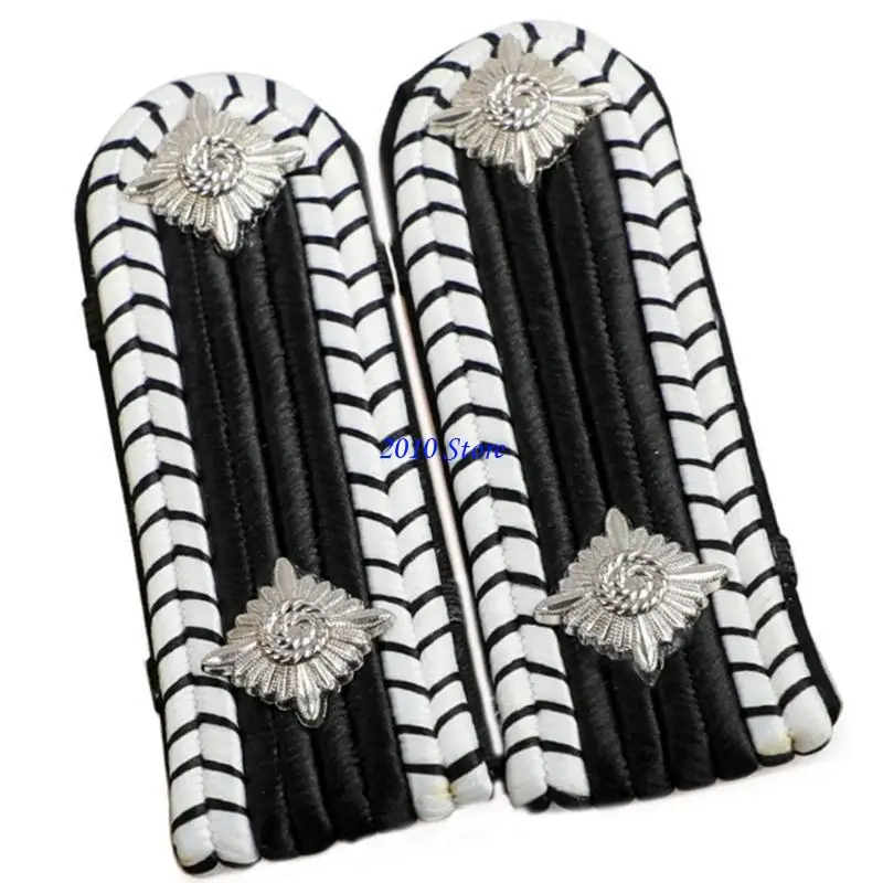 

F3MF Captain Golden Epaulettes for Uniforms Security Guards Costumes Easy Attach