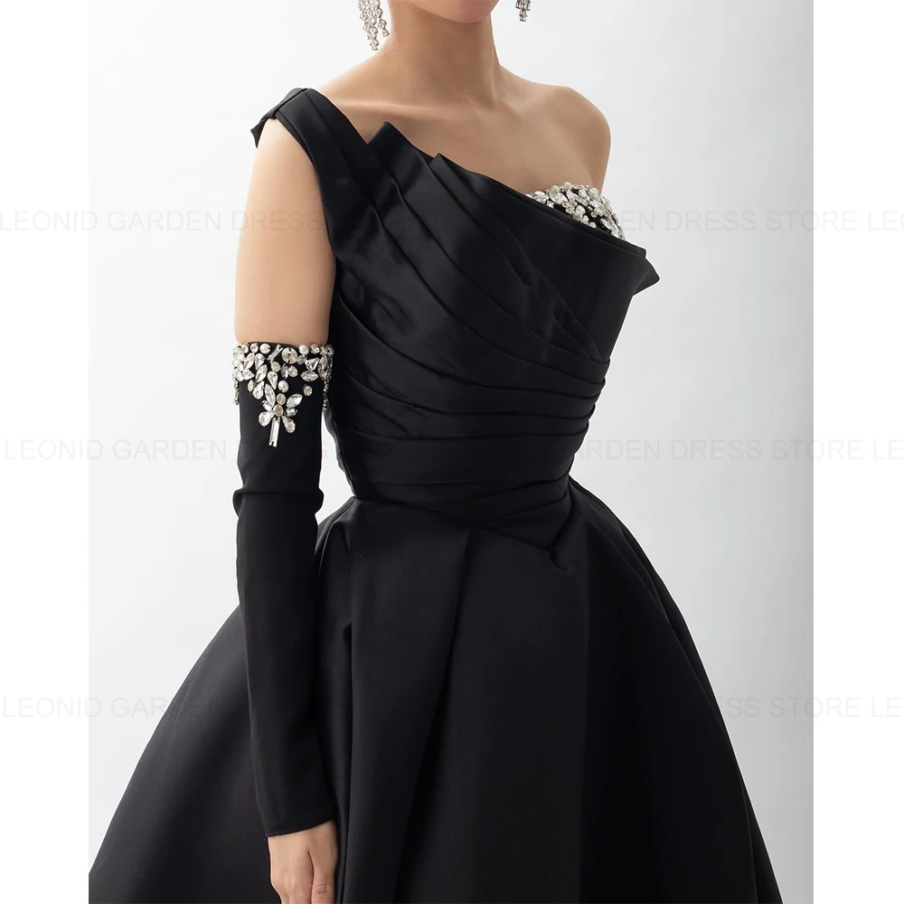 LEONID Exquisite Crystals Satin Party Evening Gowns 2024 A-Line Customized Prom Dress Pleated Lace Up Formal Occasion Dresses