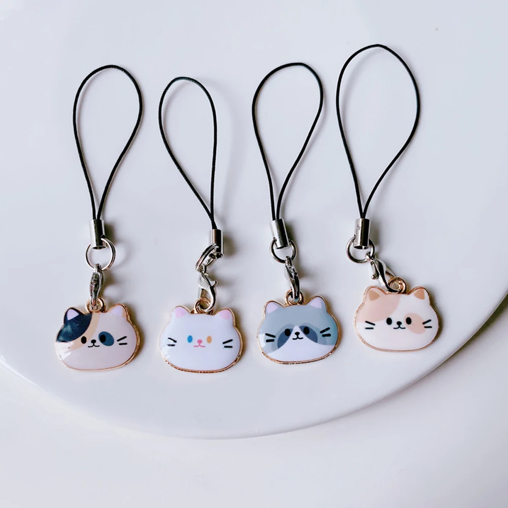 Super Cute Mini Cat Smart Phone Strap Lanyards for iPhone/Samsung Case Keys Chain Decorations Ornaments Phone Case Straps Charms