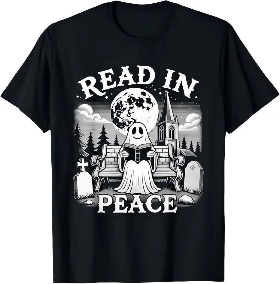 

Read In Peace Ghost Reading Books Funny Halloween T-Shirt