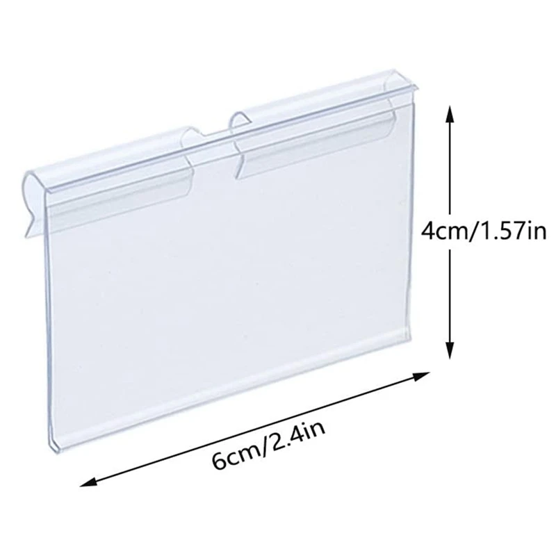 200Pcs Clear Plastic Label Holders For Wire Shelf Retail Price Label Holders Merchandise Sign Display Holder (6 X 4 Cm)