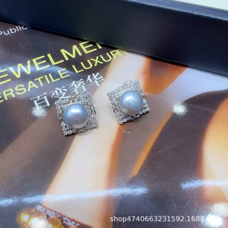 

Korean Style Lace Stud Earrings, Fashionable and Simple Design, Natural Freshwater Bread Beads, Silver Needle Inlay