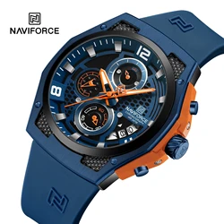 NAVIFORCE-Reloj de pulsera deportivo para hombre, cronógrafo de cuarzo con correa de silicona, resistente al agua, nuevo, 2024