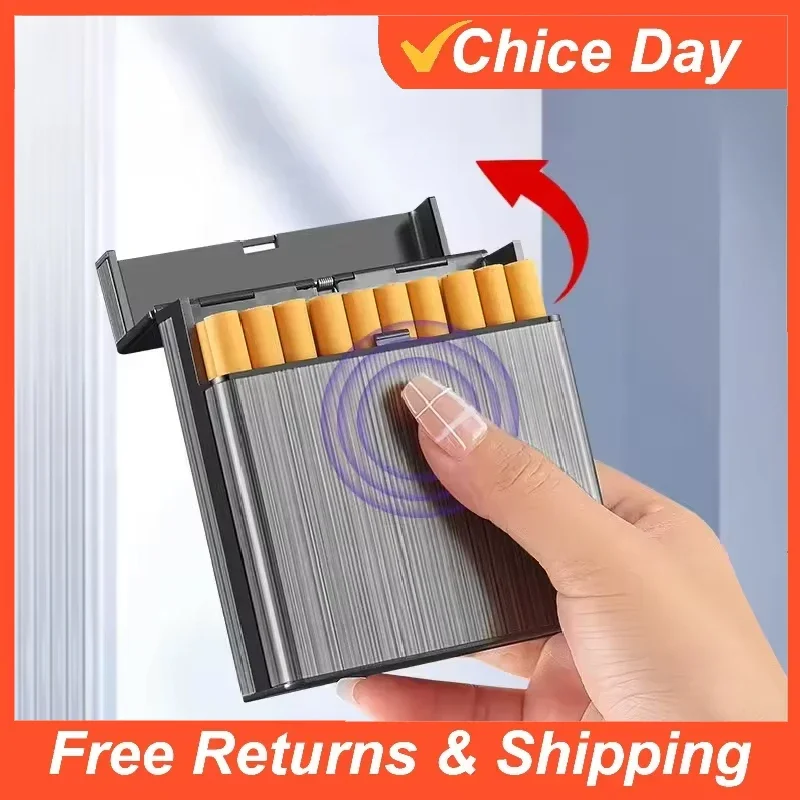 Large Capacity Cigarette Case Automatic Flip Cover Hold 40pcs Cigarettes Anti Pressure Portable Pocket Storage Box Smoking Amagi