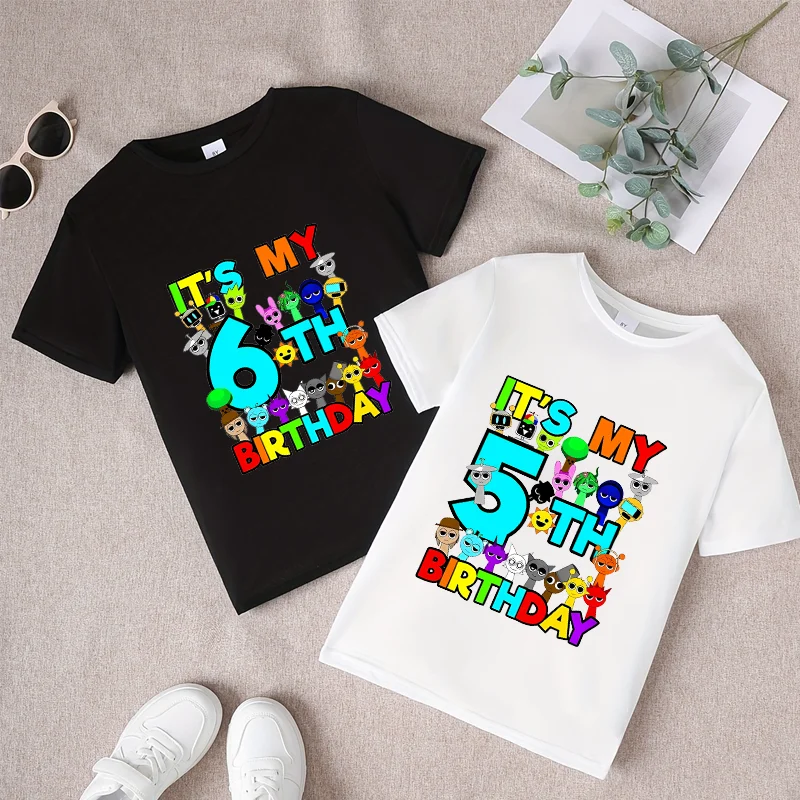 Summer Short Sleeves Sprunki Incredibox Print Children T-shirts Kids Clothes Boys Girls Cotton Tees Tops Birthday Party Gifts