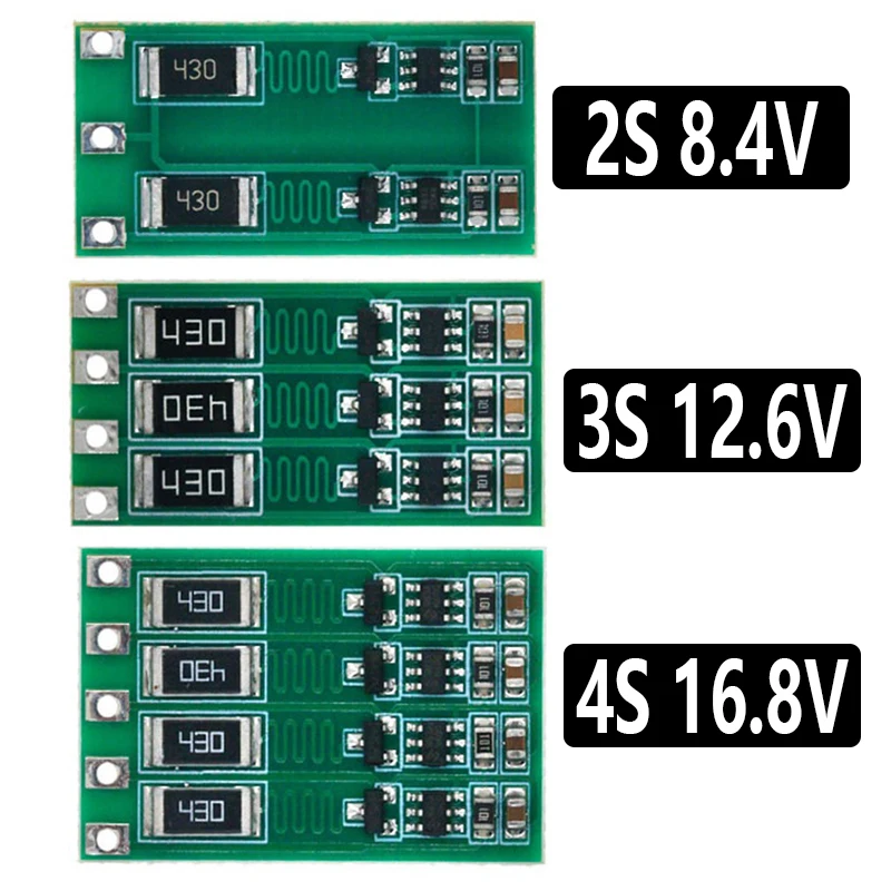 Balanced Current Lithium Battery Balancer (BMS) for Polymer & Li - ion Batteries - 2S/3S/4S, 8.4V/12.6V/16.8V, Compatible 18650