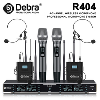 Debra R404 UHF Professional Wireless Microphone System with Conference/Lavalier/Headset Microphone for Stage, Host, Church