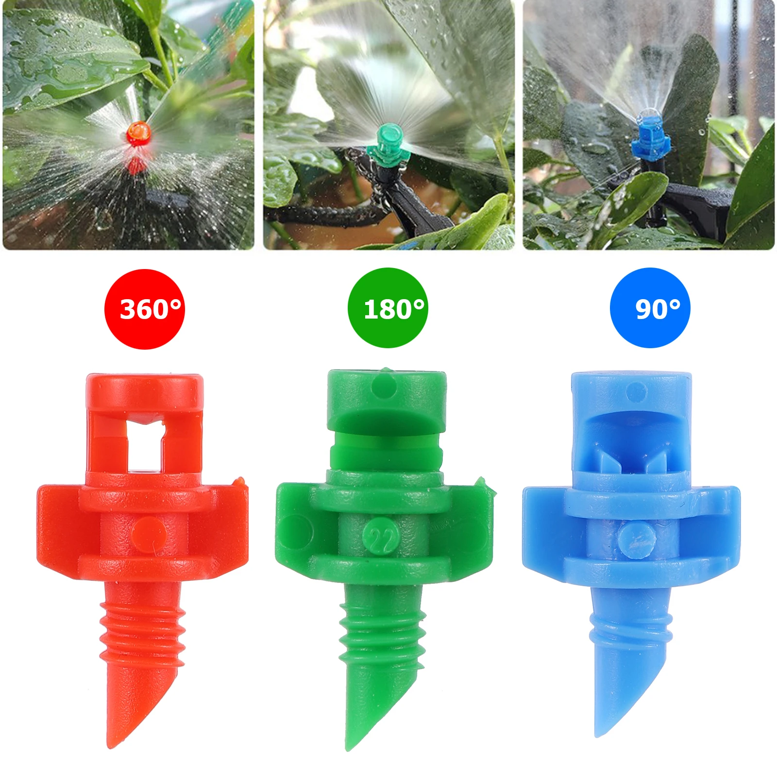 100Pcs 90°180°360° Male Thread Refraction Micro Nozzles Garden Greenhouse Drip Irrigation Sprinkler Atomized Sprayer Watering