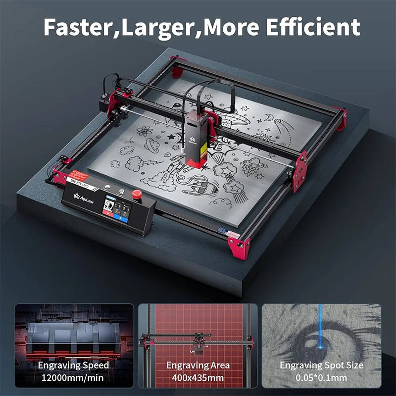 Algolaser 90W Table 40*43cm CNC Laser Cutter Engraver 3.5” Touch Scree Phone&WiF Metal Wood CNC Lase Cutting Engraving Machine