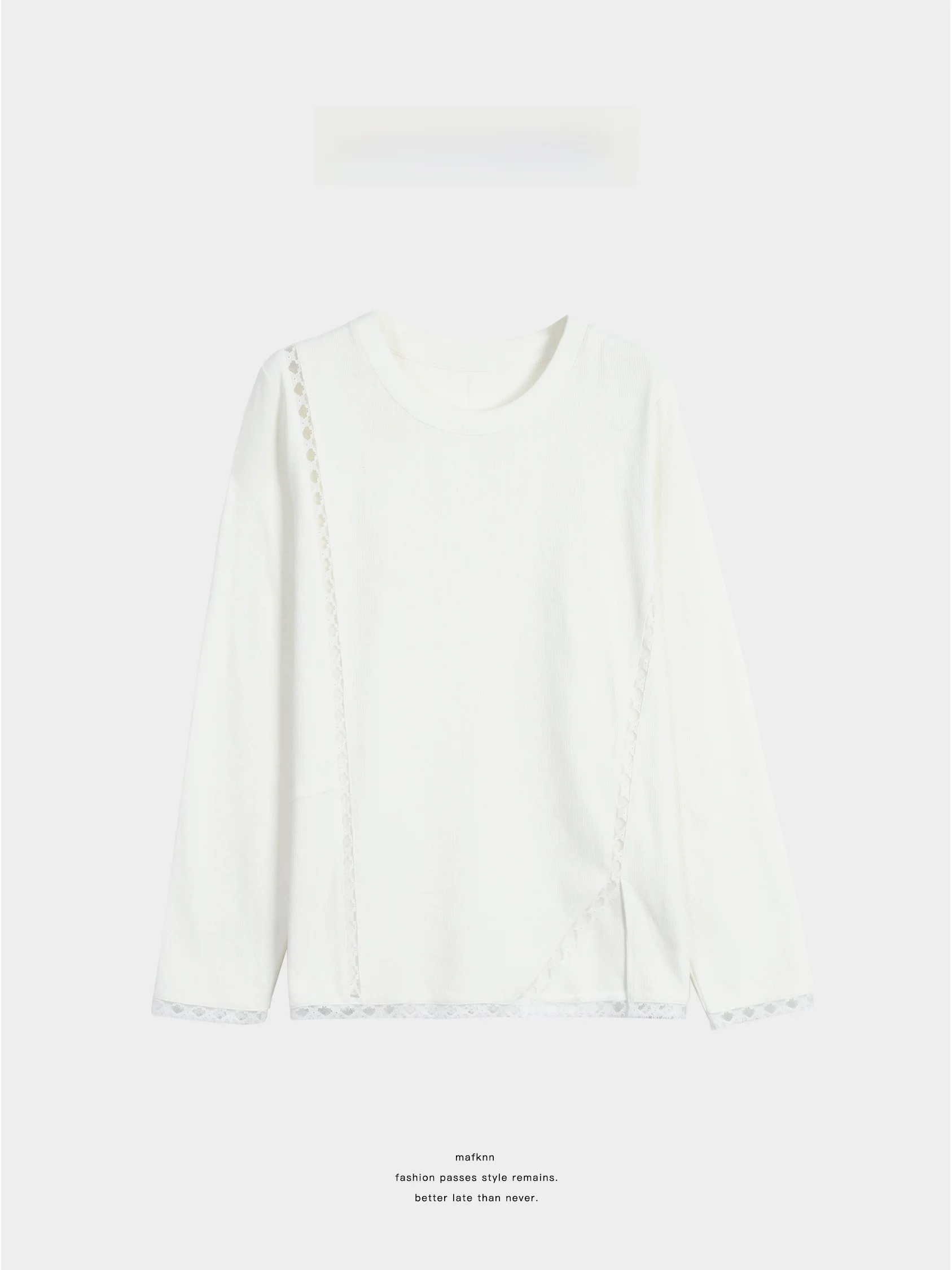 

Slimming Effect Long Sve round Ne T-irt Women's Loose Fit Breathable Lace Patchwork Top Summer Casual Cotton Blend