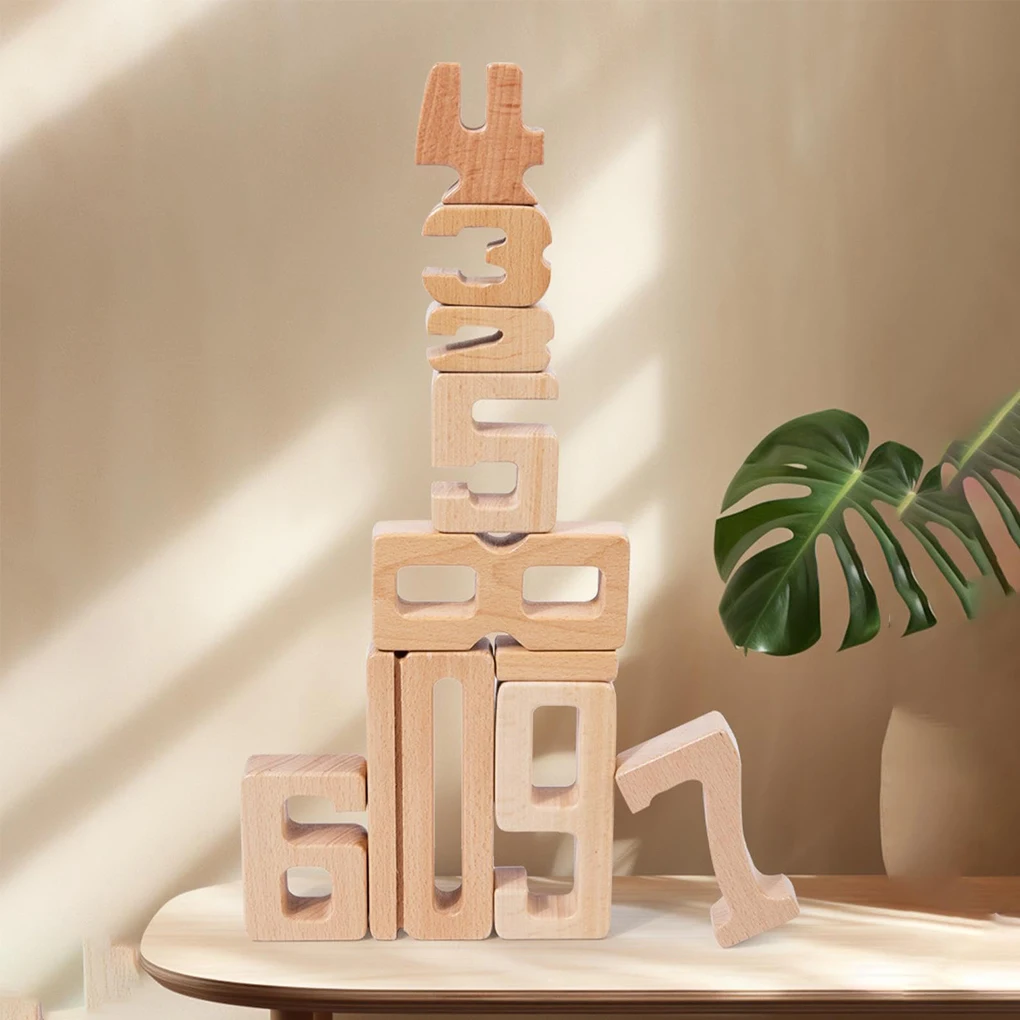 Número blocos de construção de madeira interativa matemática brinquedos bebê bloco de equilíbrio brinquedo crianças montessori educacional brinquedos matemáticos de madeira natural