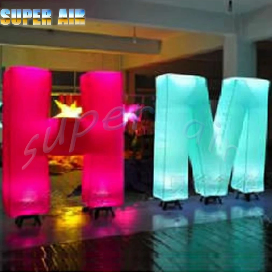 Customizable reusable led inflatable monolithic letter model with colorful led light for letter display