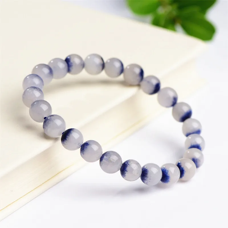 Natural Blue Dumortierite Rutilated Quartz Bracelet 7mm 8mm 9mm Women Men Clear Beads Stone Rare Brazil AAAA