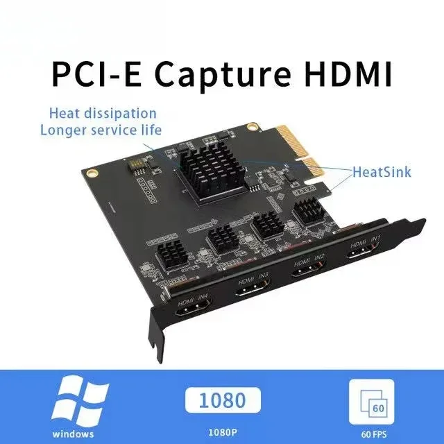 ACASIS Dropshipping 4 Channel Capture Card  Video Capture Card for PCIe Game 1080p60 Vmix OBS Streaming