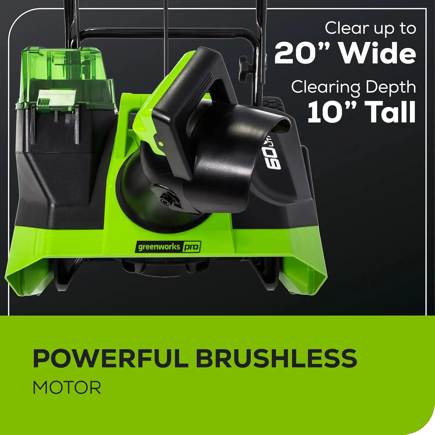 60V 20" Brushless Cordless Snow Blower (Single-Stage), 5.0 Ah Battery and Charger Included