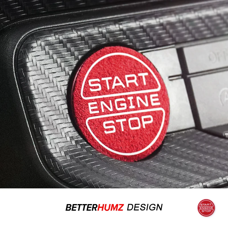 Für Ford Mustang GT 2024 – Hergestellt aus Alcantara/Kohlefaser-Leder, Motor-Start-Stopp-Taste, Verkleidungsaufkleber, Auto-Innenzubehör