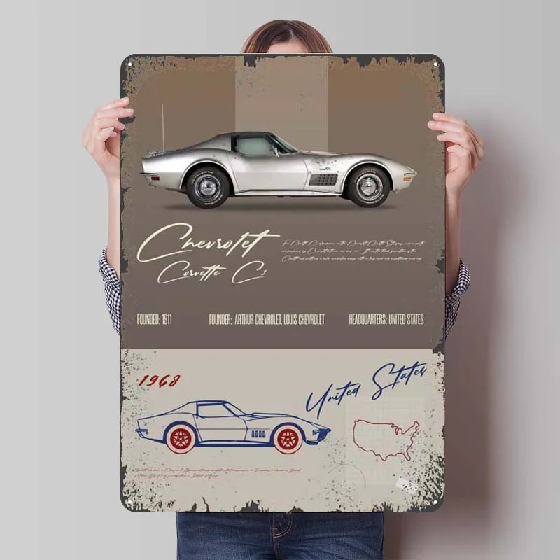 Chevrolet Corvette C3 Metal Sign Car Poster Modern Home Decoration Ornaments Custom Tinplate Signs for Wall Art Decoration Retro