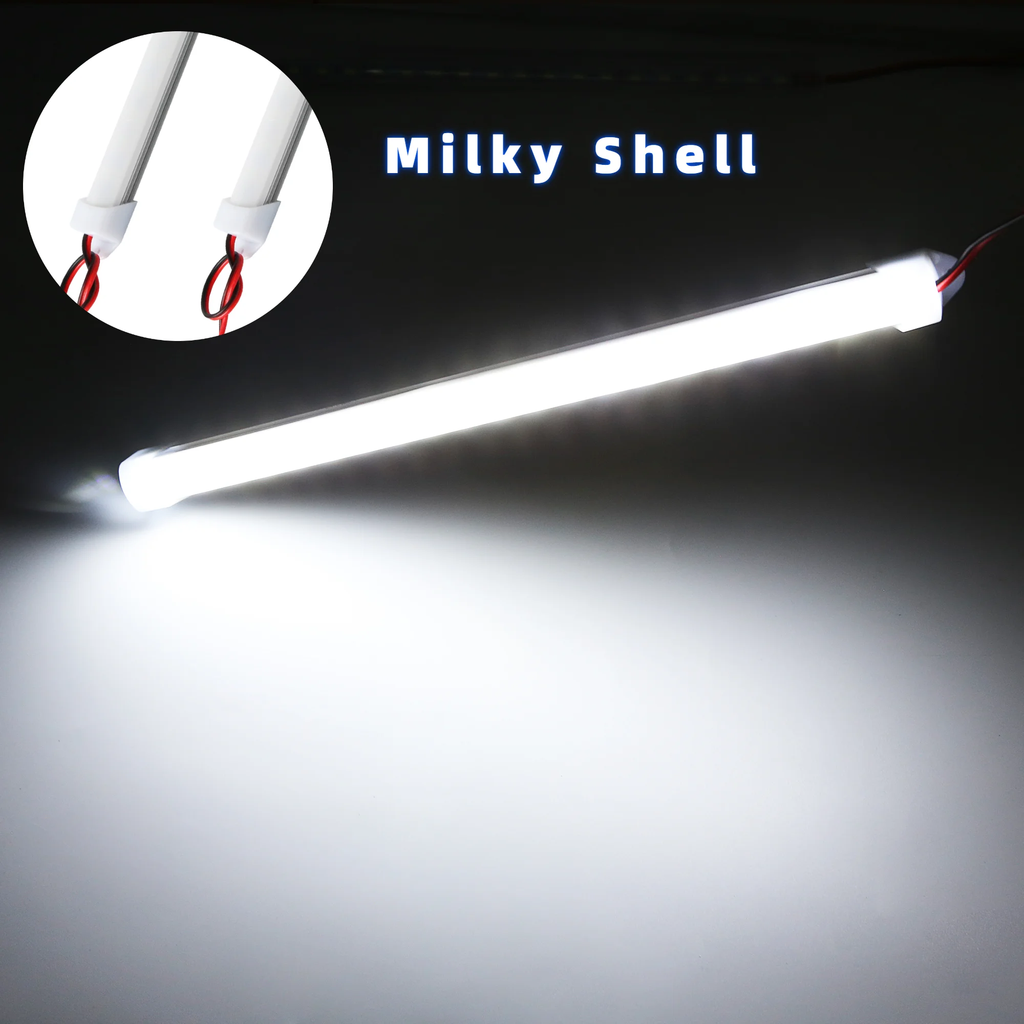 5PCS 12V 30CM Milky White Interior LED Car Light Bar Rigid Strip Lamp Van Bus Caravan Display Cabinet Under Counter Closet