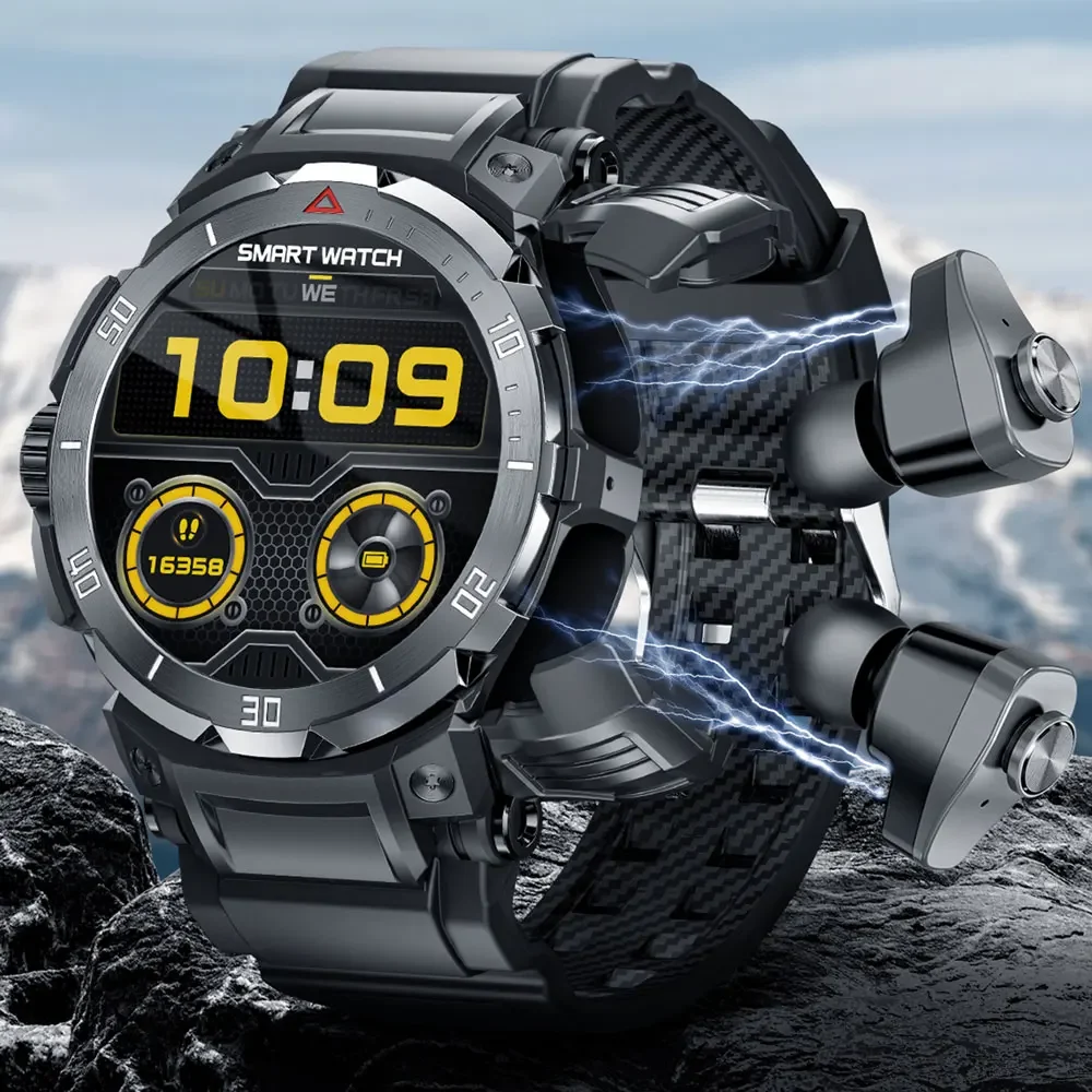 

2024 Premium 3-in-1 Men's Smartwatch - TWS Headset/Rugged. BT Call/IP67. Fitness Tracker for Android & IOS.