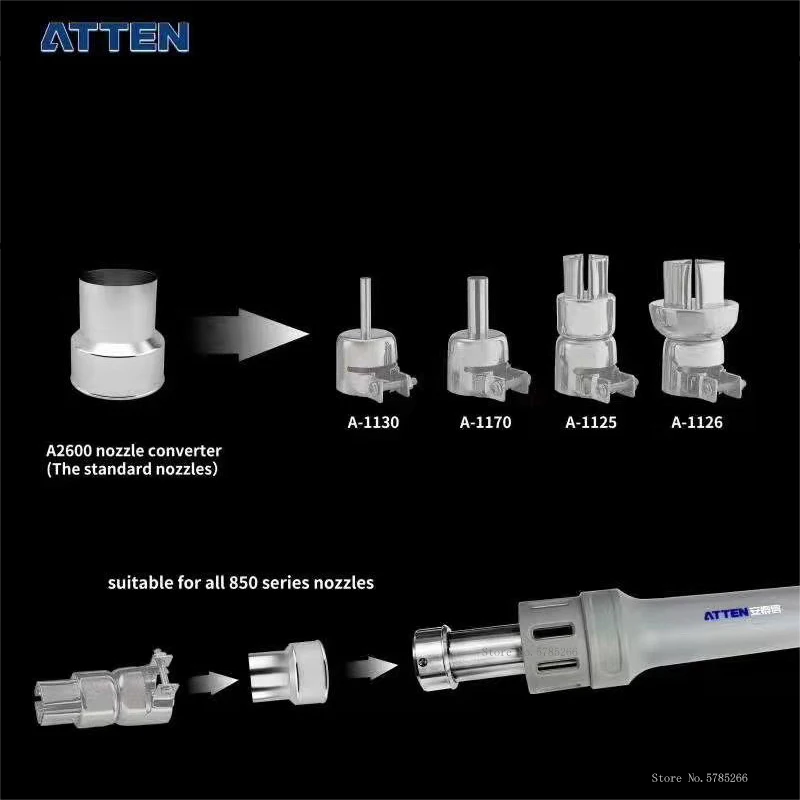 Original ATTEN ST-862D Rework Station Hot Air Gun Nozzle Sleeves Mouth 45 Degree Angle A2600 Convernter Nozzle Welding Tool