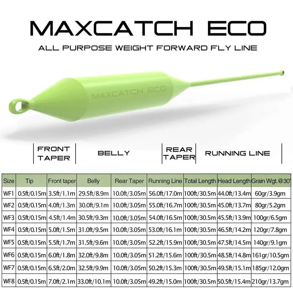 Maximumcatch-línea de pesca con mosca flotante, peso de 100 pies, 2wt/3wt/4wt/5wt/6wt/7wt/8wt