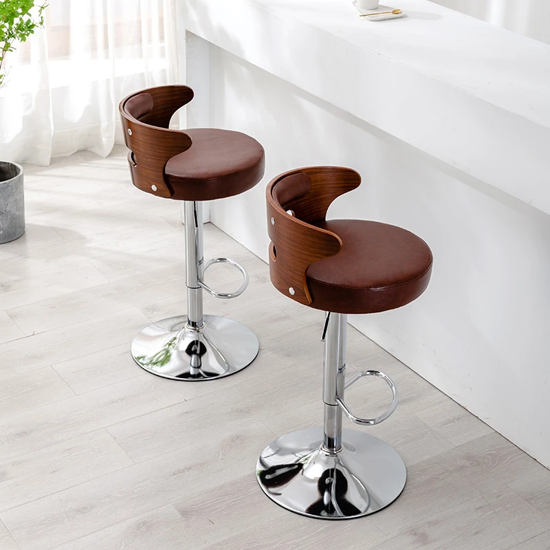 Nordic bar chair kitchen high bar stool lift bar counter chair Modern leather Swivel chair cafe Front Desk Work stool furniture