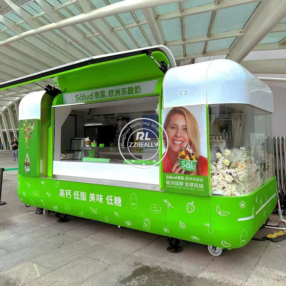 Customized Mobile Kitchen Fast Food Truck Street Snack Kiosk Coffee Shop Trailer Concession Hot Dog Food Trailer