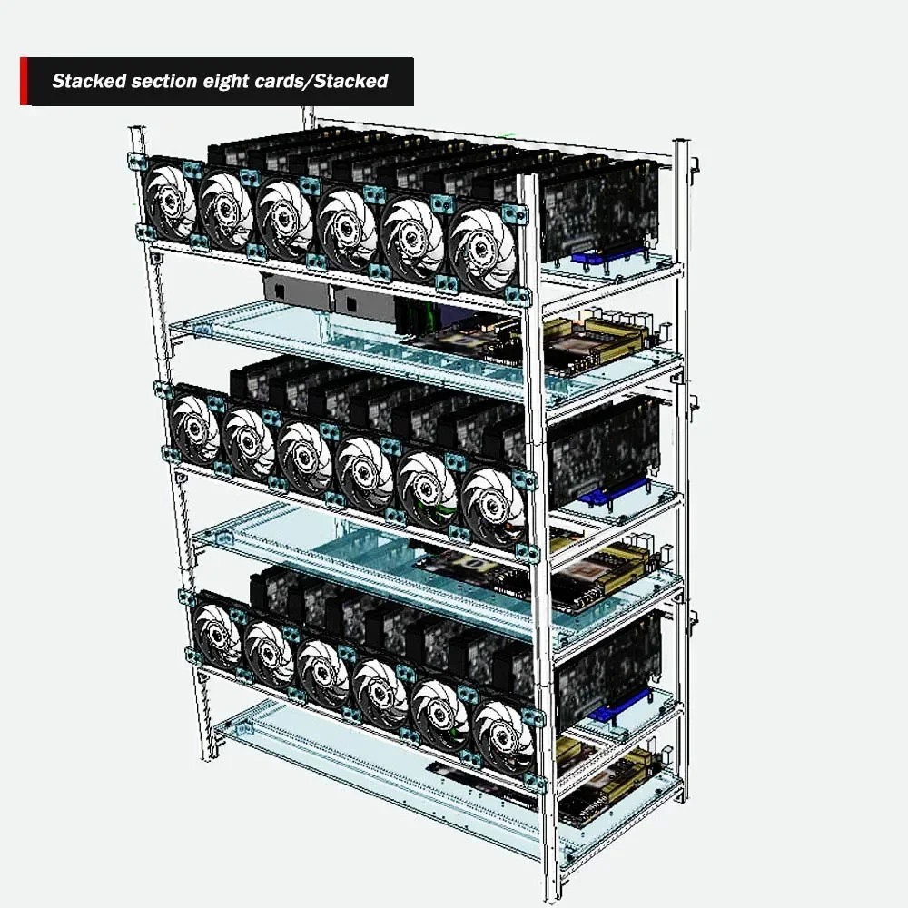 توزيع رف الهيكل، هيكل بطاقة الرسومات المتعددة، وضع المروحة المتعددة، إطار رف وحدة معالجة الرسومات، صندوق خادم مفتوح من الألومنيوم بالكامل M-ATX