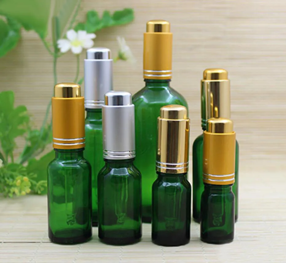 

50ml clear/blue/green/brown glass bottle silver pump dropper essential oil serum moisture liquid skin care cosmetic packing