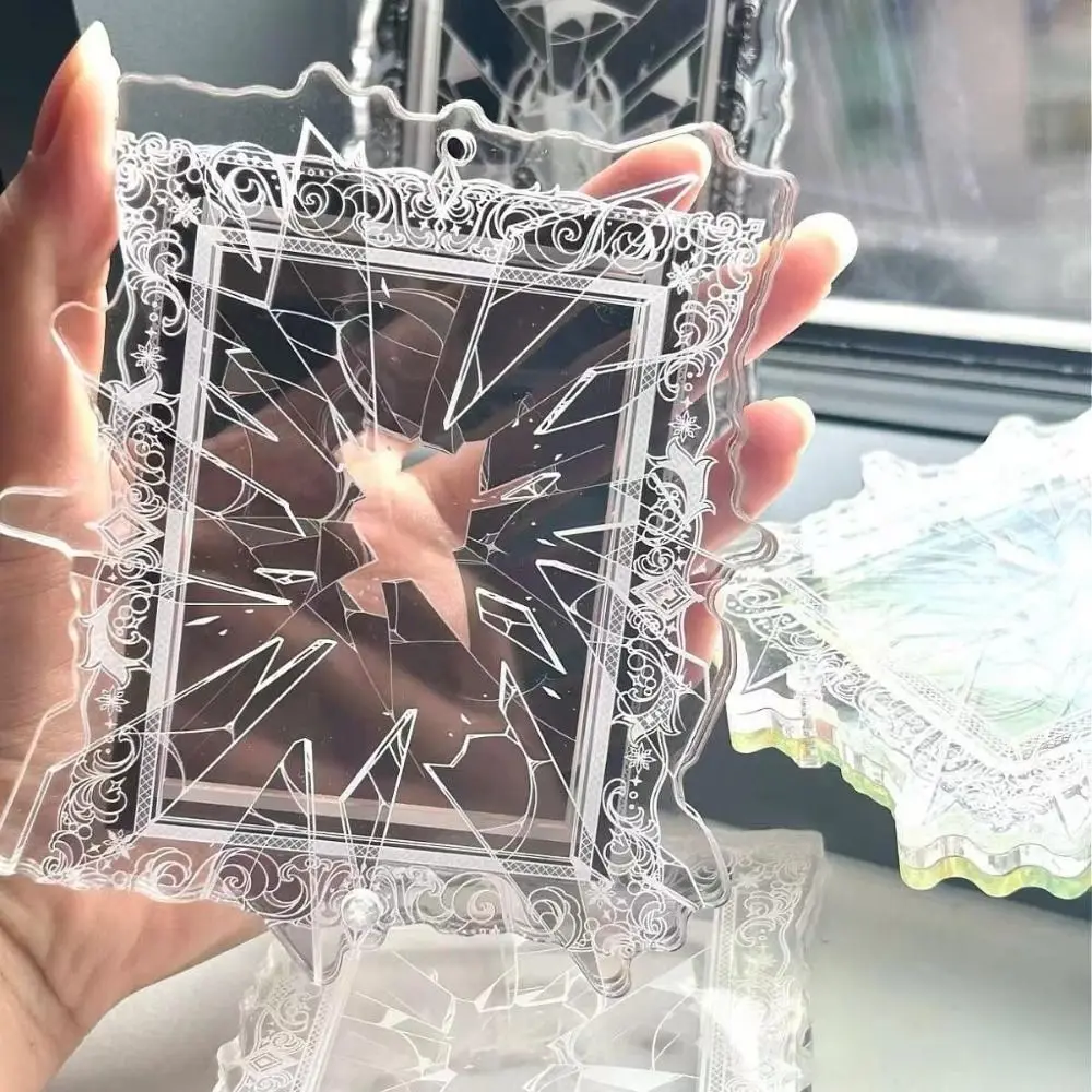 Simpatico espositore per carte idol a specchio rotto Custodia protettiva per carte antipolvere trasparente Collettore di cornici per foto impermeabili in acrilico