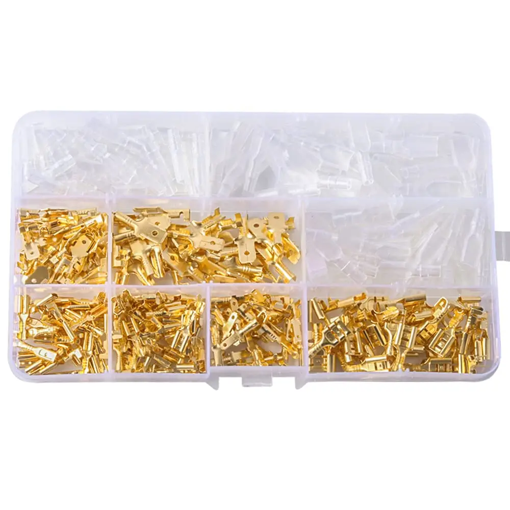 315PCS 2.8/4.8/6.3mm Quick Splice Male Female Wire Spade Connector Crimp Terminal Block Assortment Kit with Insulating Sleeve