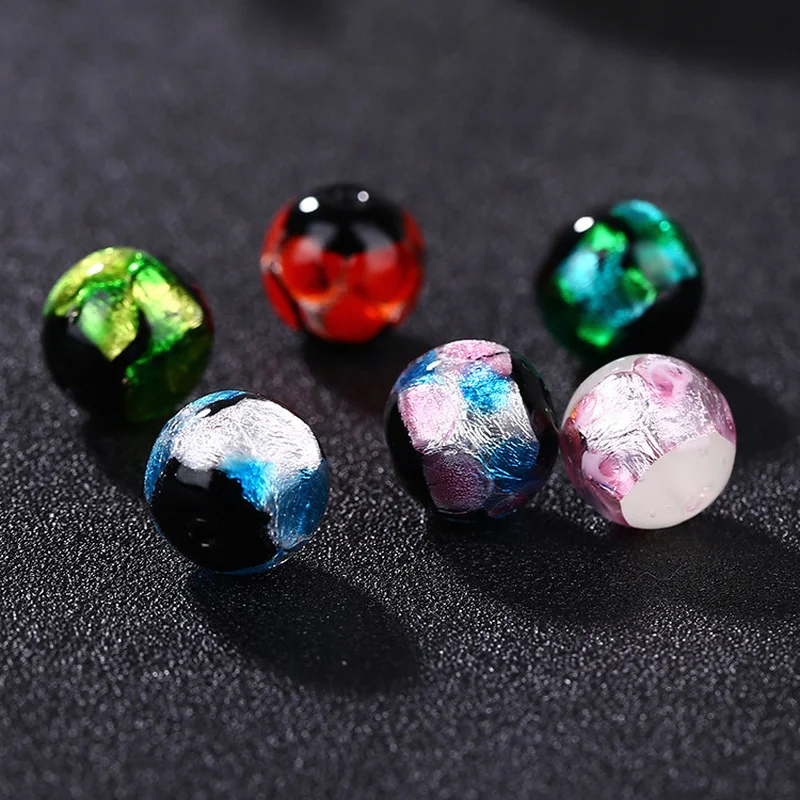 2pcs Fashion Multi-color Japanese-style Color Dots Glazed Spacer Colorful Colored Foil Beads for Jewelry Making Diy Accessories